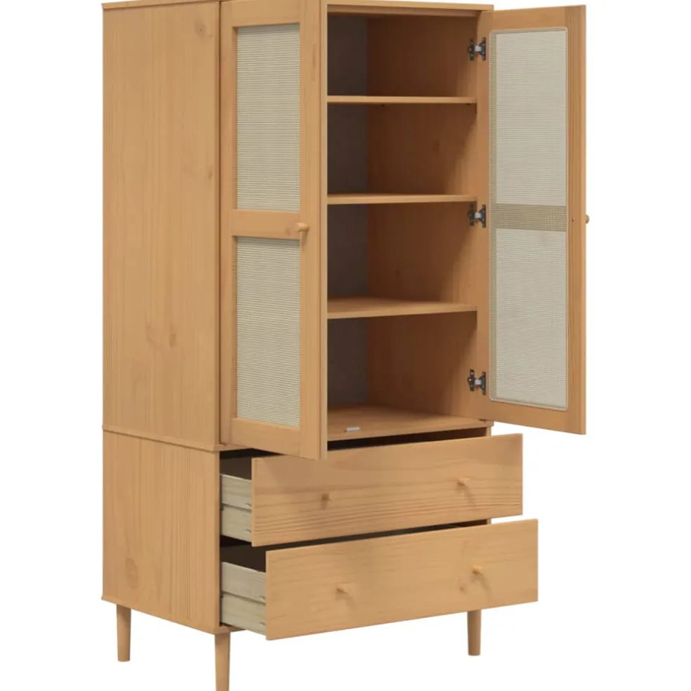 vidaXL Kledingkast SENJA 90x55x175 cm rattan look grenenhout bruin