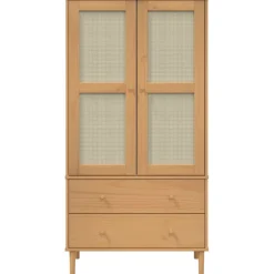 vidaXL Kledingkast SENJA 90x55x175 cm rattan look grenenhout bruin