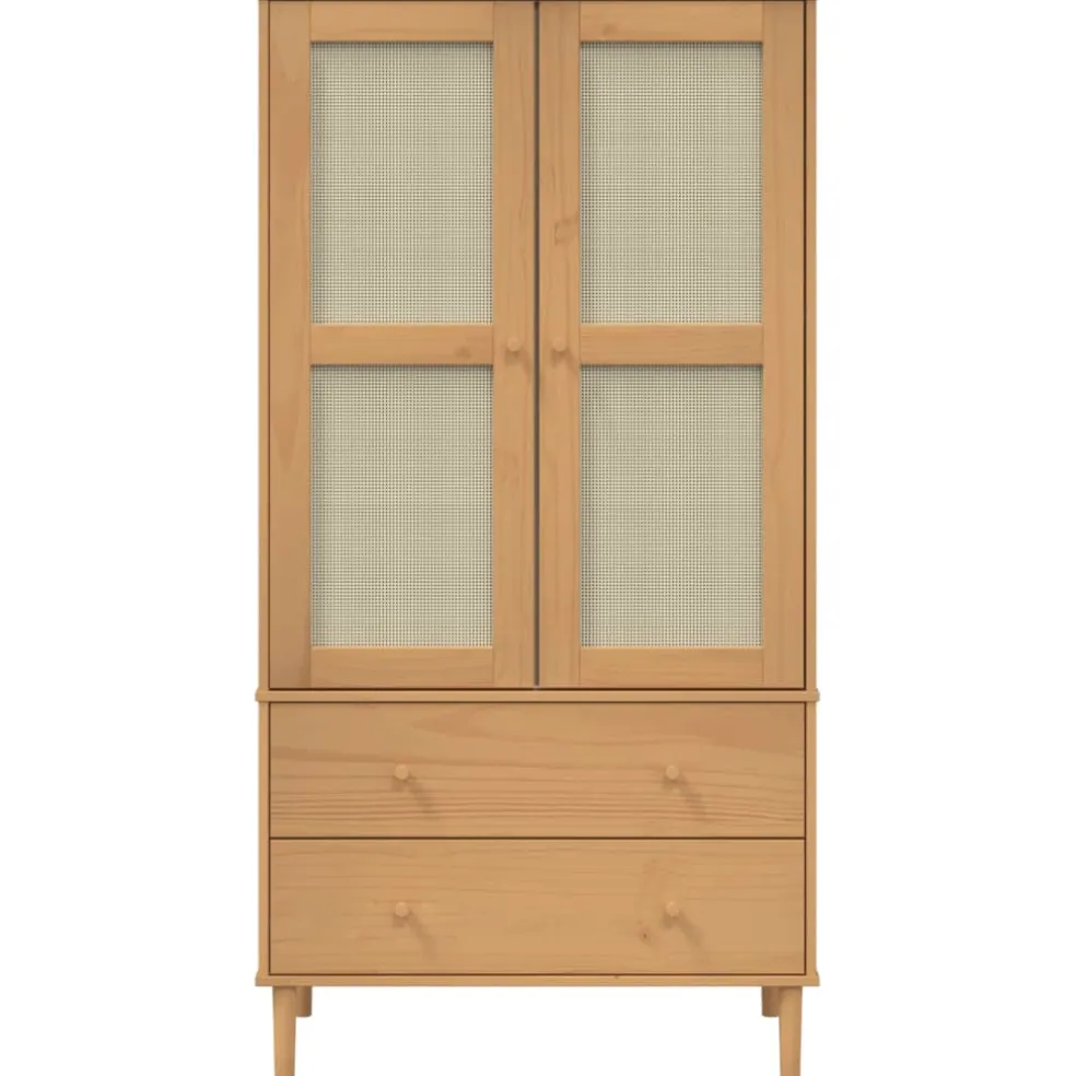 vidaXL Kledingkast SENJA 90x55x175 cm rattan look grenenhout bruin