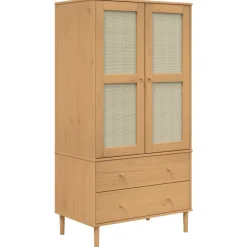 vidaXL Kledingkast SENJA 90x55x175 cm rattan look grenenhout bruin