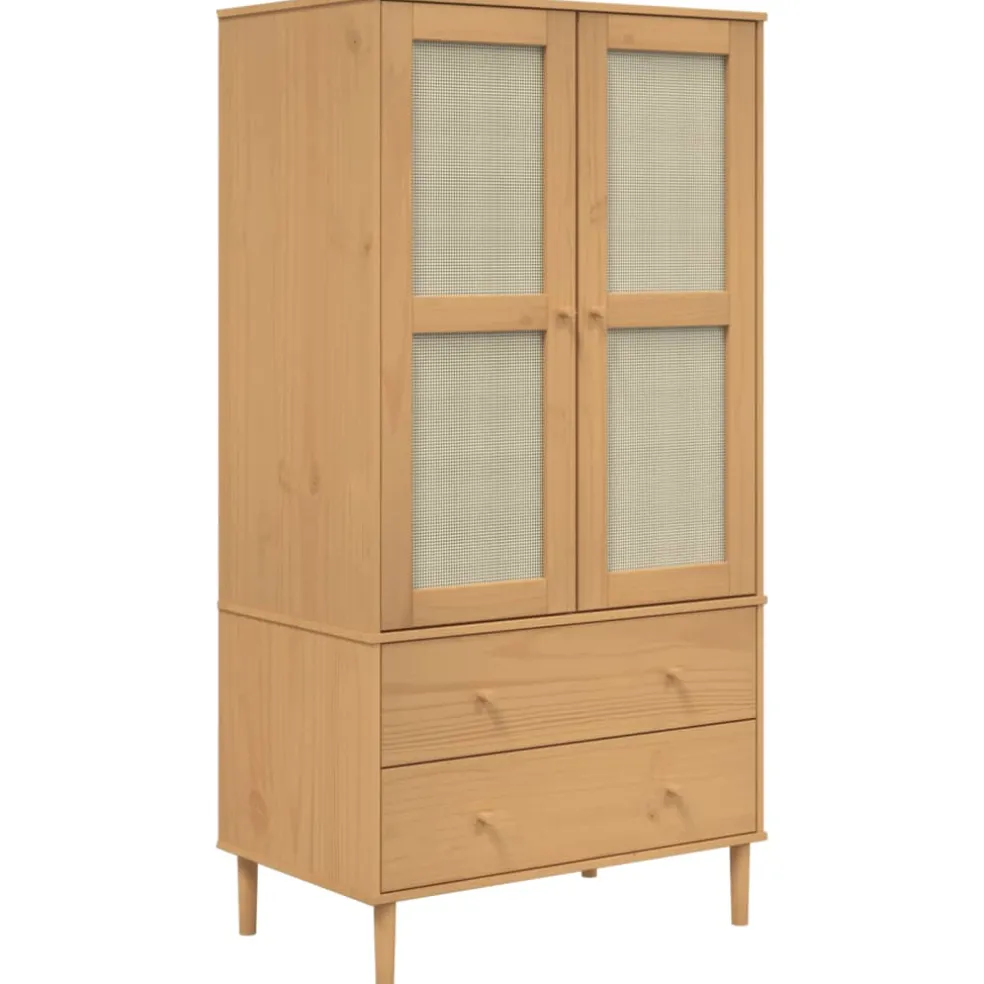 vidaXL Kledingkast SENJA 90x55x175 cm rattan look grenenhout bruin