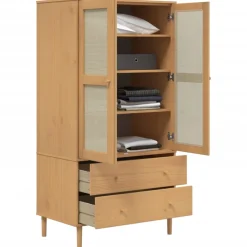 vidaXL Kledingkast SENJA 90x55x175 cm rattan look grenenhout bruin