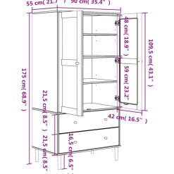 vidaXL Kledingkast SENJA 90x55x175 cm rattan look grenenhout bruin