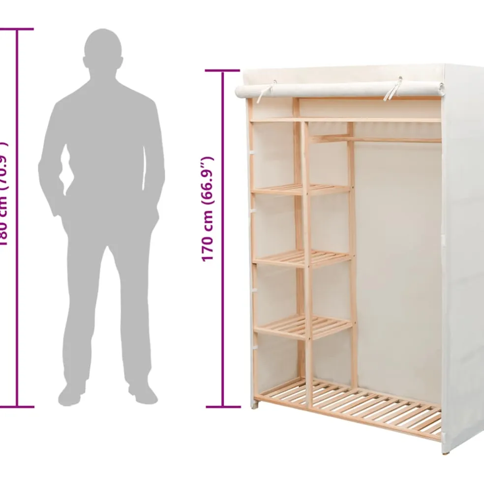 vidaXL Kledingkast stof en grenenhout 110x40x170 cm