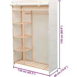 vidaXL Kledingkast stof en grenenhout 110x40x170 cm