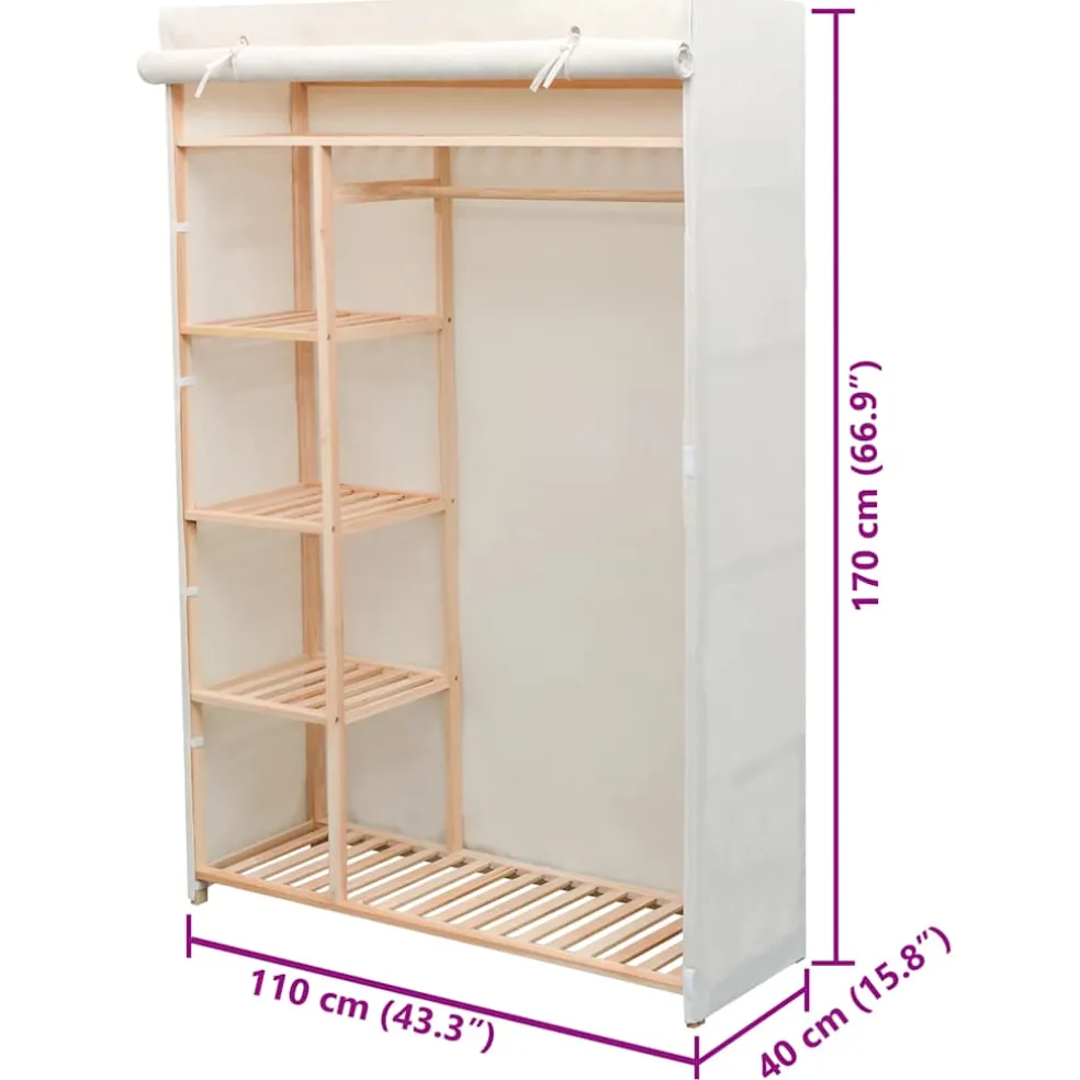 vidaXL Kledingkast stof en grenenhout 110x40x170 cm