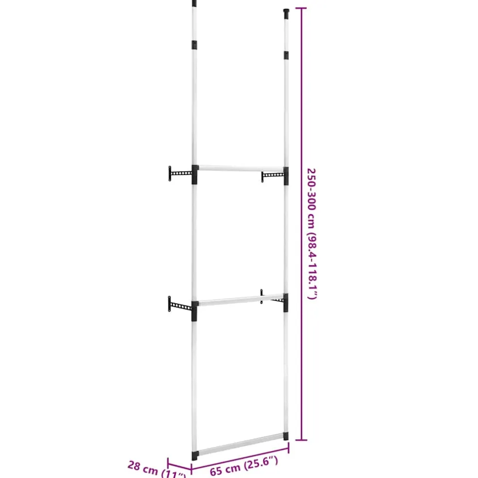vidaXL Kledingkastsysteem met stangen telescopisch aluminium