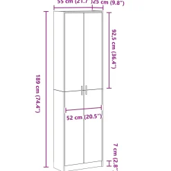 vidaXL Kledingkast Wit 55 x 25 x 189 cm Bewerkt hout