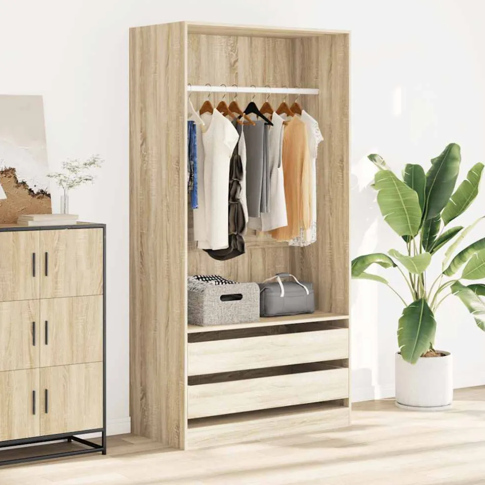 vidaXL Kledingkast 100x50x200 cm bewerkt hout sonoma eikenkleurig