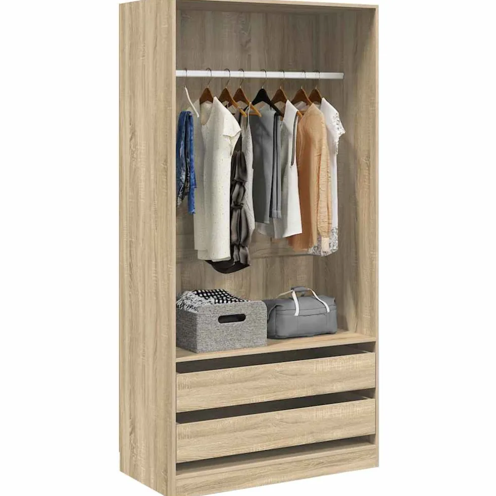 vidaXL Kledingkast 100x50x200 cm bewerkt hout sonoma eikenkleurig