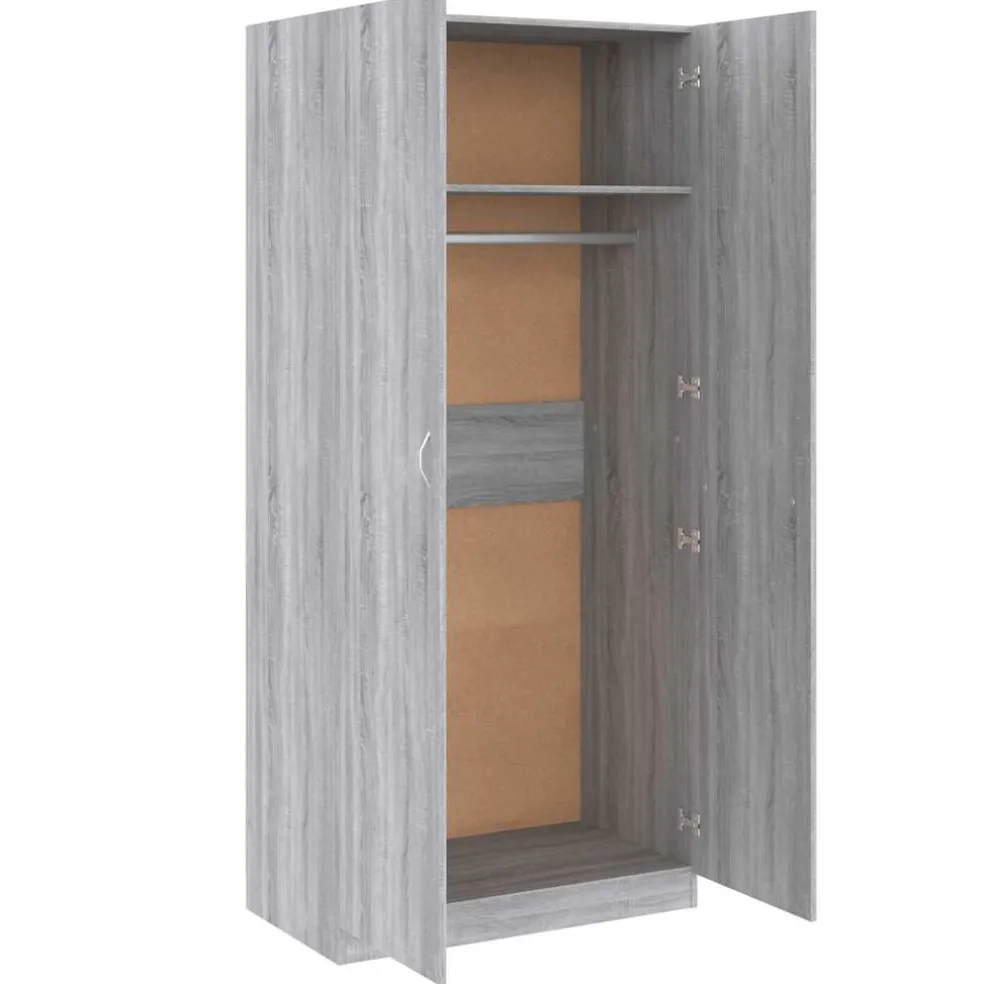 vidaXL Kledingkast 90x52x200 cm bewerkt hout grijs sonoma eikenkleurig