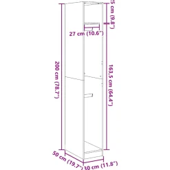 vidaXL Kledingkast 30x50x200 cm bewerkt hout sonoma eikenkleurig