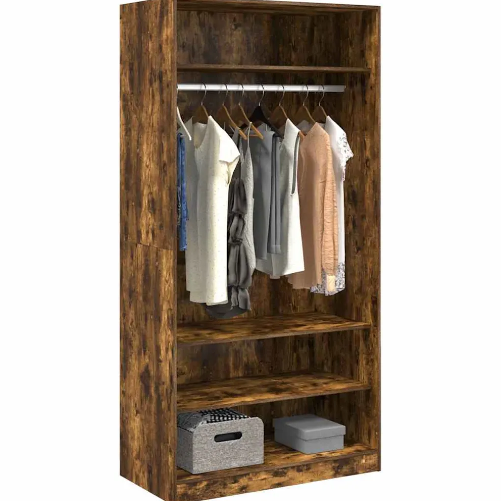 vidaXL Kledingkast 100x50x200 cm bewerkt hout gerookt eikenkleurig
