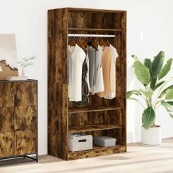 vidaXL Kledingkast 100x50x200 cm bewerkt hout gerookt eikenkleurig
