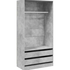 vidaXL Kledingkast 100x50x200 cm bewerkt hout betongrijs