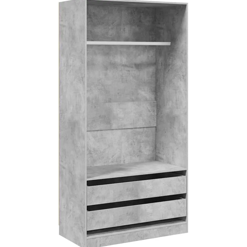vidaXL Kledingkast 100x50x200 cm bewerkt hout betongrijs