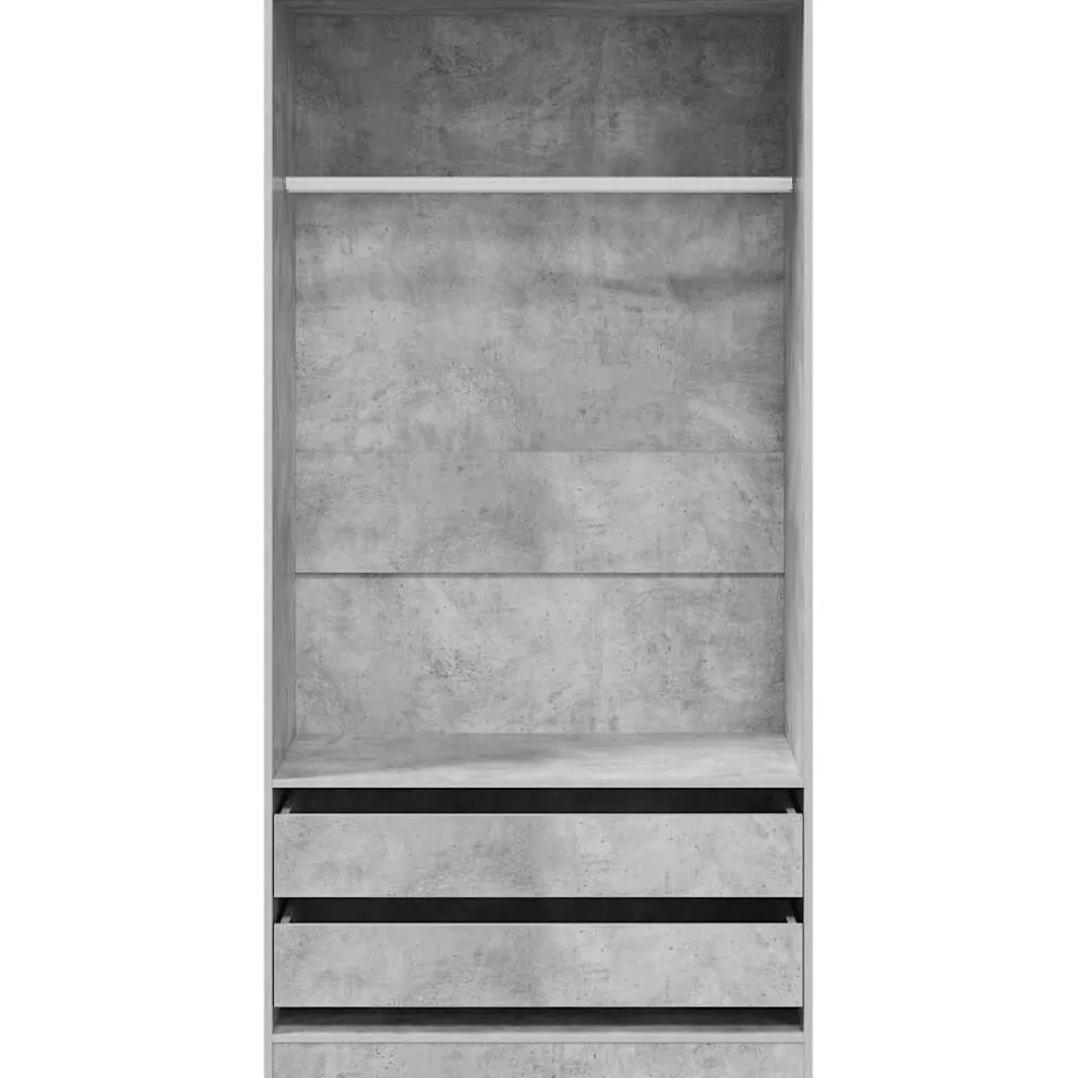 vidaXL Kledingkast 100x50x200 cm bewerkt hout betongrijs