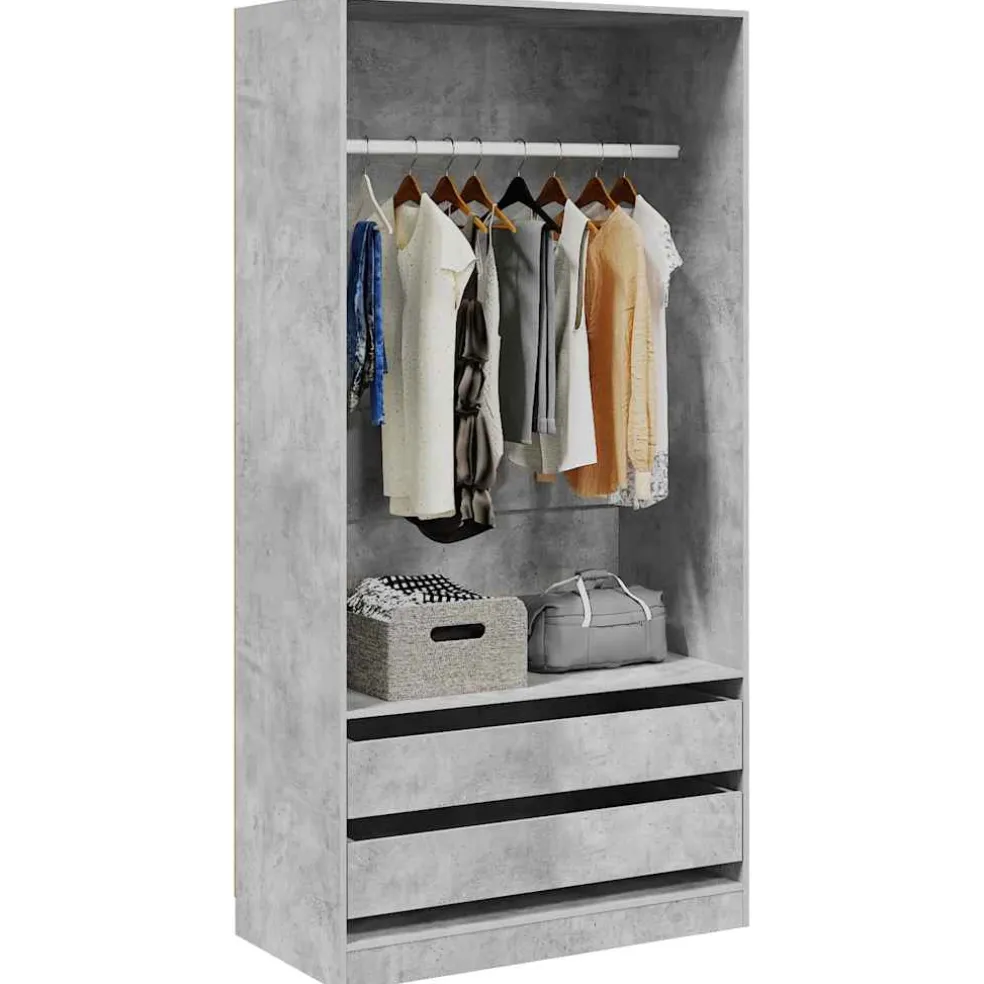 vidaXL Kledingkast 100x50x200 cm bewerkt hout betongrijs