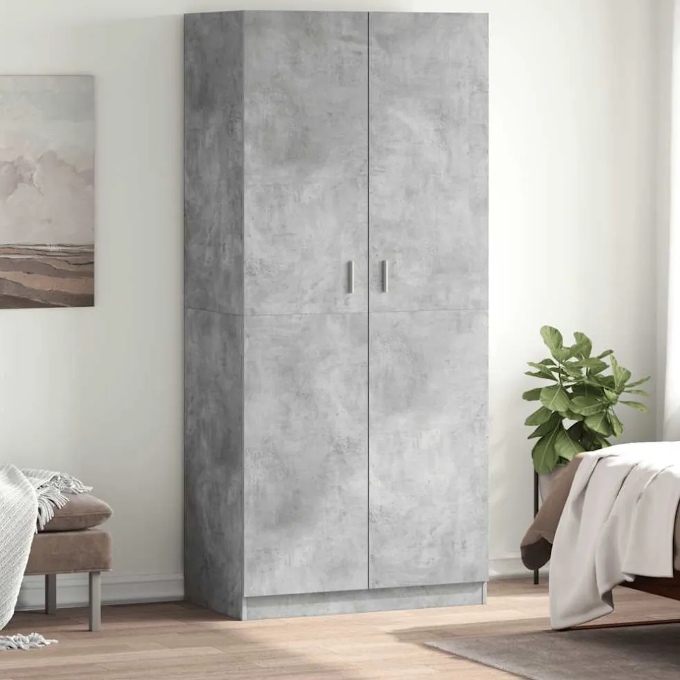vidaXL Kledingkast 90x52x200 cm bewerkt hout betongrijs