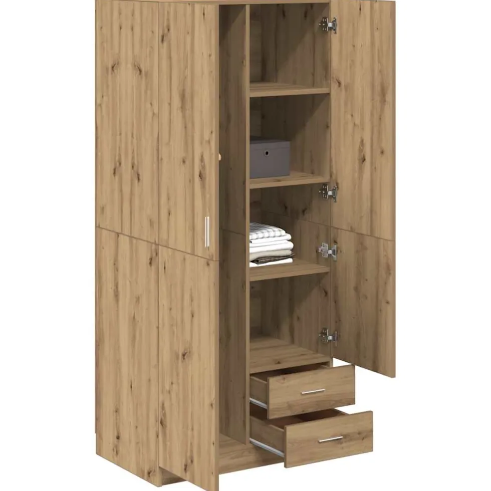 vidaXL Kledingkast 80x52x180 cm bewerkt hout artisanaal eikenkleurig