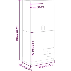 vidaXL Kledingkast 80x52x180 cm bewerkt hout artisanaal eikenkleurig