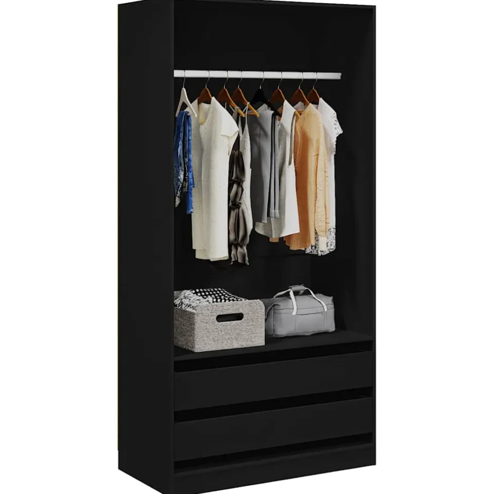 vidaXL Kledingkast 100x50x200 cm bewerkt hout zwart