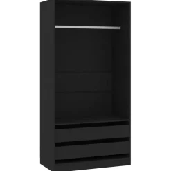 vidaXL Kledingkast 100x50x200 cm bewerkt hout zwart