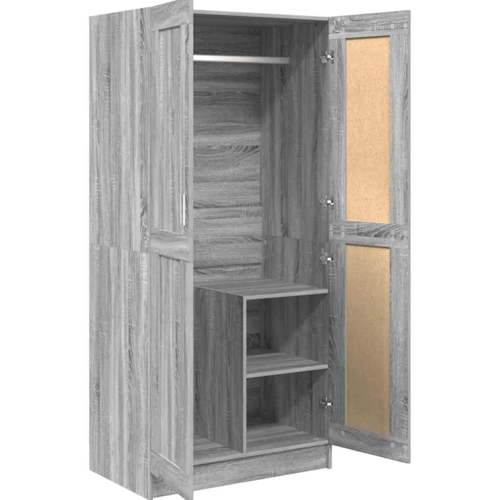 vidaXL Kledingkast 82,5x51,5x180 cm bewerkt hout grijs sonoma eiken