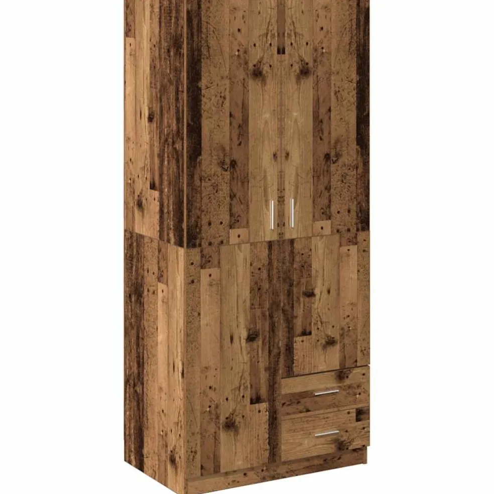 vidaXL Kledingkast 80x52x180 cm bewerkt hout oud houtkleurig
