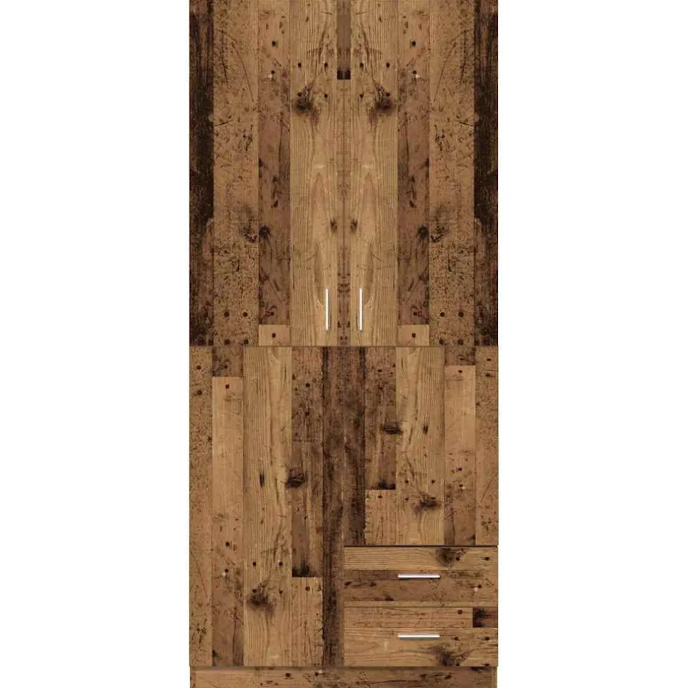 vidaXL Kledingkast 80x52x180 cm bewerkt hout oud houtkleurig