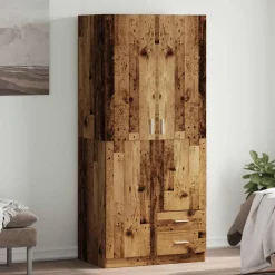 vidaXL Kledingkast 80x52x180 cm bewerkt hout oud houtkleurig