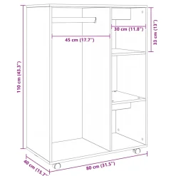 vidaXL Kledingkast 100x50x200 cm bewerkt hout grijs sonoma eikenkleur