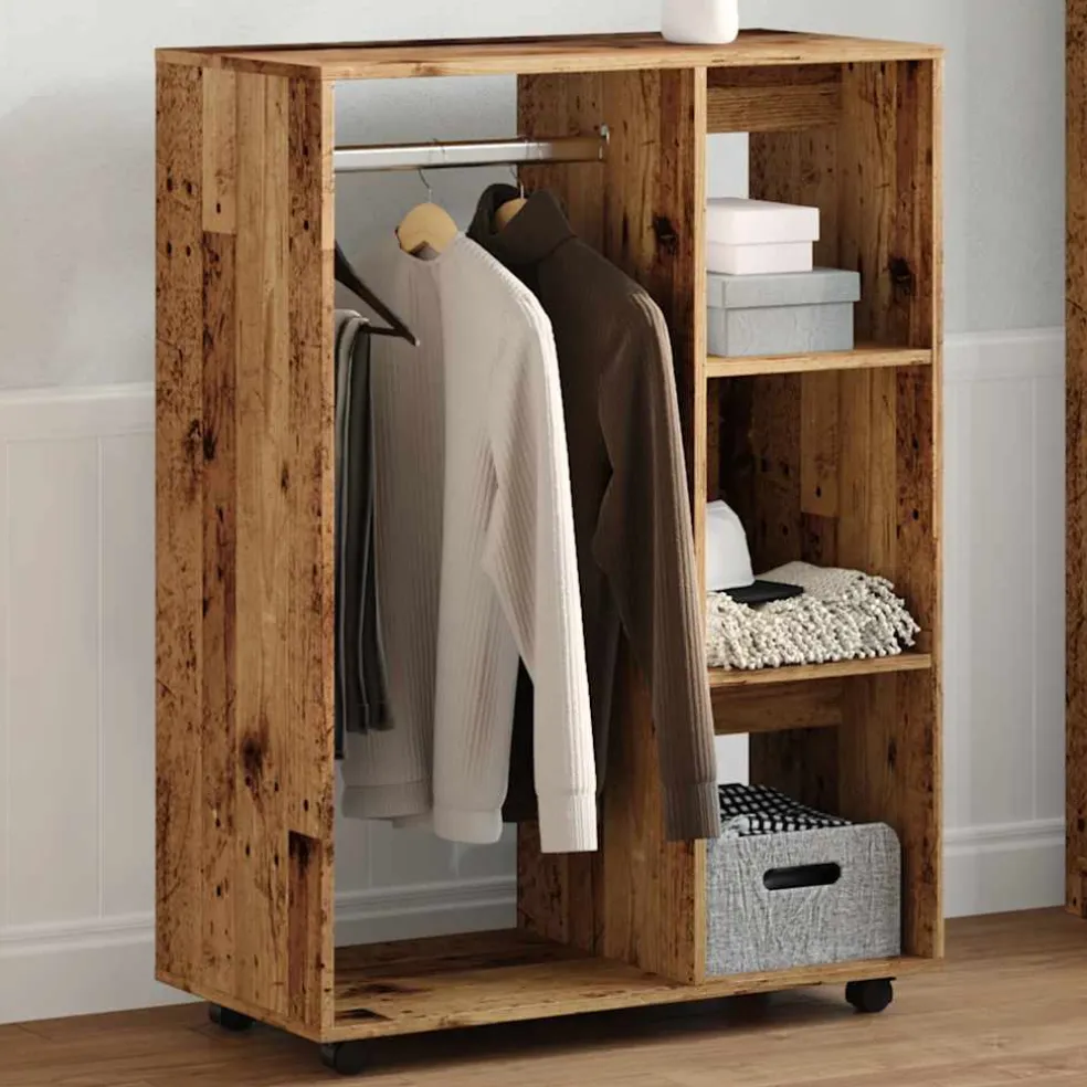 vidaXL Kledingkast 80x40x110 cm bewerkt hout oud houtkleurig