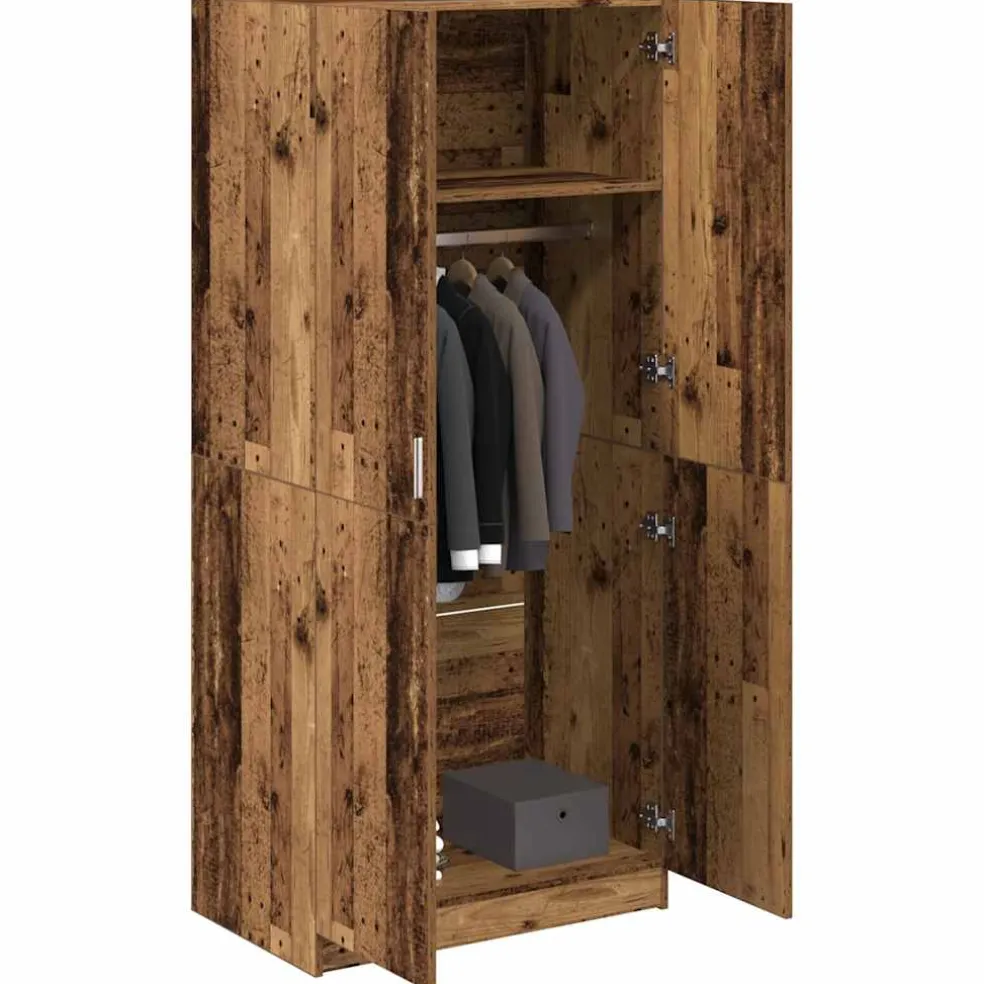 vidaXL Kledingkast 90x52x200 cm bewerkt hout oud houtkleurig