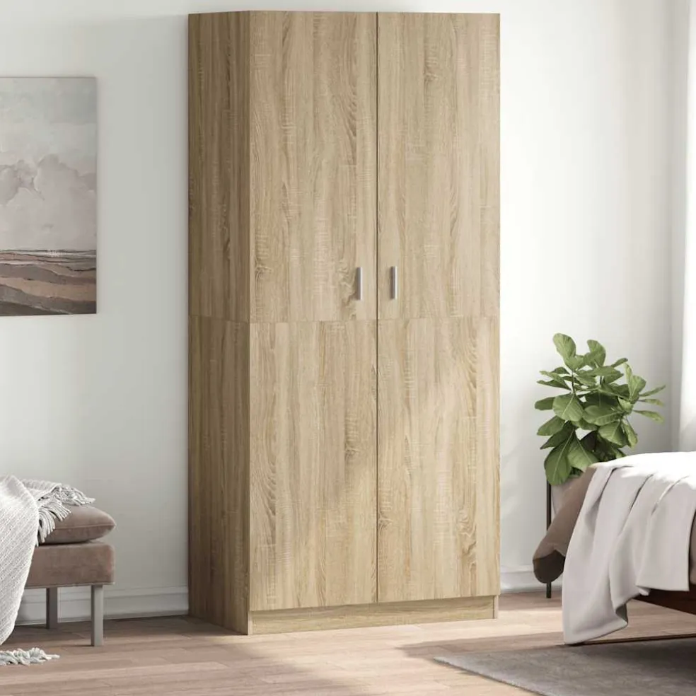 vidaXL Kledingkast 90x52x200 cm bewerkt hout sonoma eikenkleurig