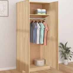 vidaXL Kledingkast 90x52x200 cm bewerkt hout sonoma eikenkleurig