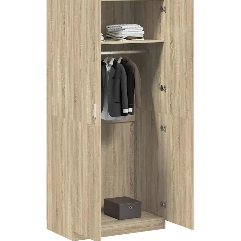 vidaXL Kledingkast 90x52x200 cm bewerkt hout sonoma eikenkleurig