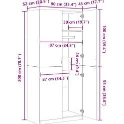 vidaXL Kledingkast 90x52x200 cm bewerkt hout sonoma eikenkleurig