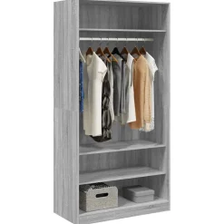 vidaXL Kledingkast 100x50x200 cm bewerkt hout grijs sonoma eikenkleur