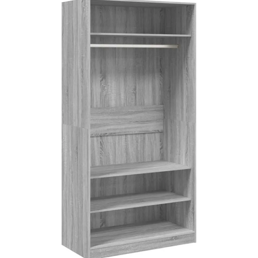 vidaXL Kledingkast 100x50x200 cm bewerkt hout grijs sonoma eikenkleur