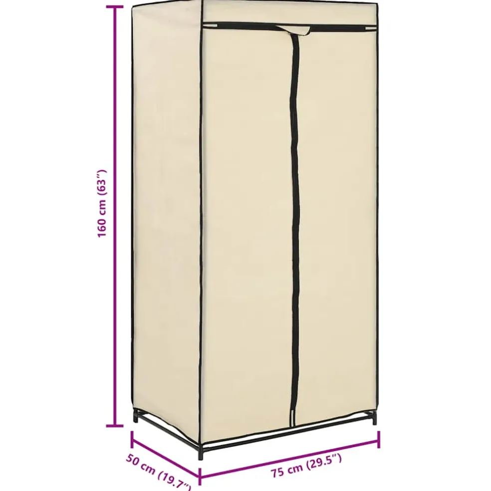 vidaXL Kledingkast 75x50x160 cm crème