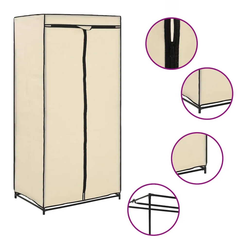 vidaXL Kledingkast 75x50x160 cm crème