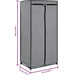vidaXL Kledingkast 75x50x160 cm grijs