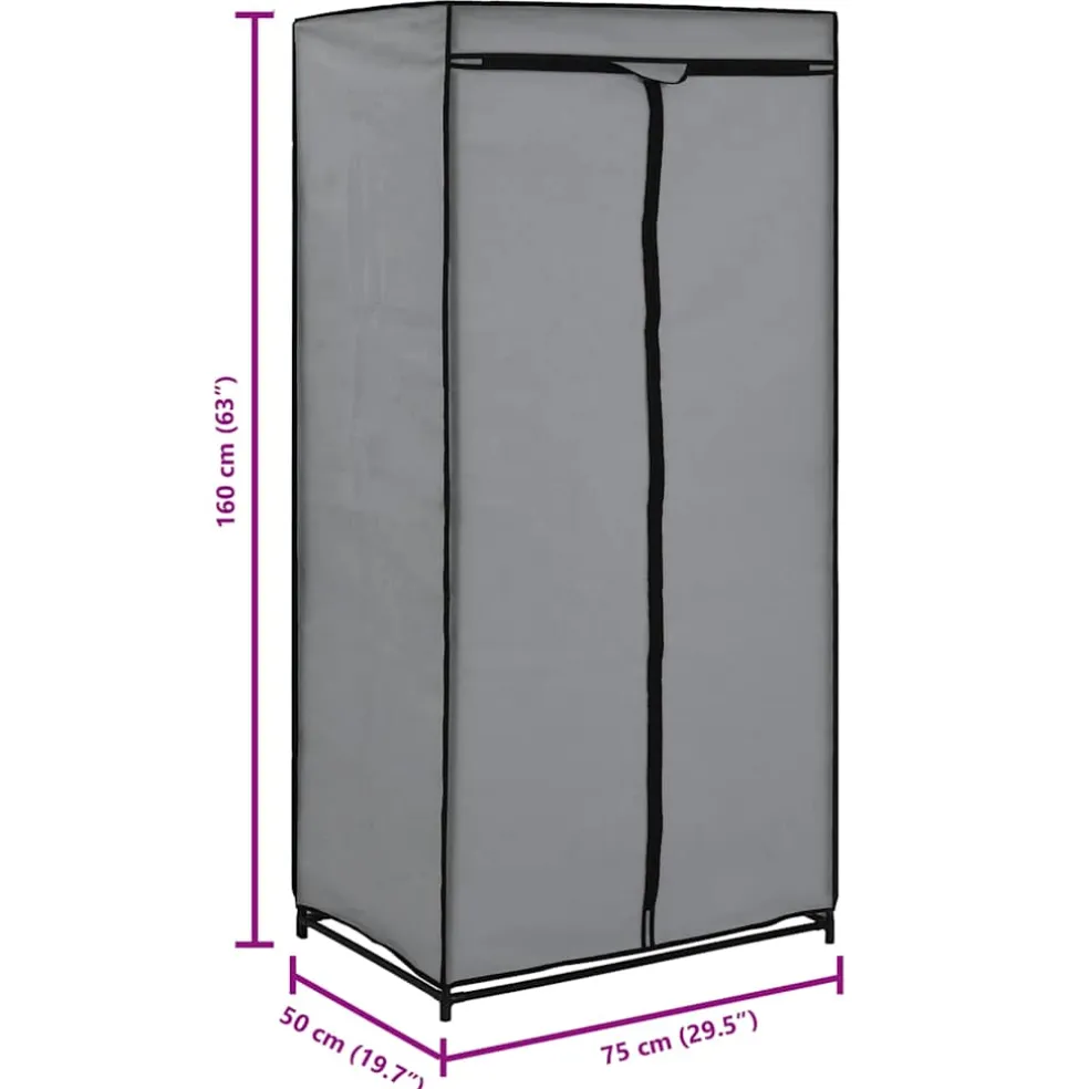 vidaXL Kledingkast 75x50x160 cm grijs