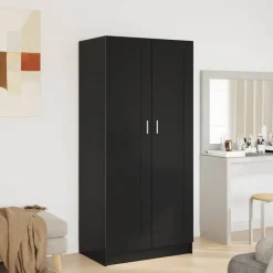 vidaXL Kledingkast 82,5x51,5x180 cm spaanplaat hoogglans zwart