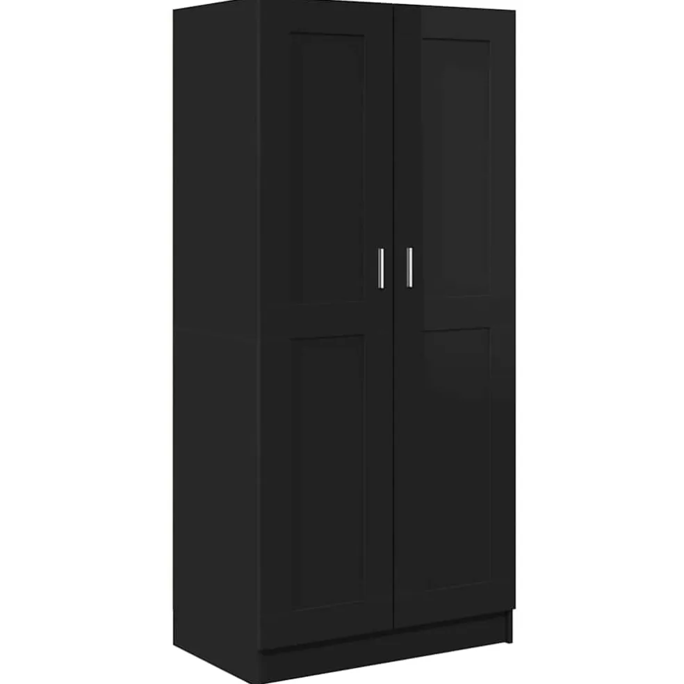 vidaXL Kledingkast 82,5x51,5x180 cm spaanplaat hoogglans zwart