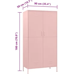 vidaXL Kledingkast 90x50x180 cm staal roze
