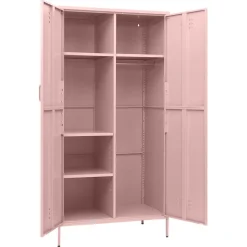 vidaXL Kledingkast 90x50x180 cm staal roze