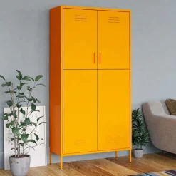 vidaXL Kledingkast 90x50x180 cm staal mosterdgeel