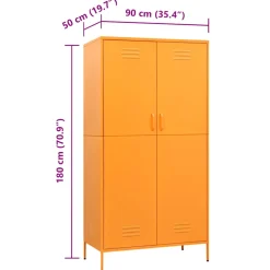 vidaXL Kledingkast 90x50x180 cm staal mosterdgeel